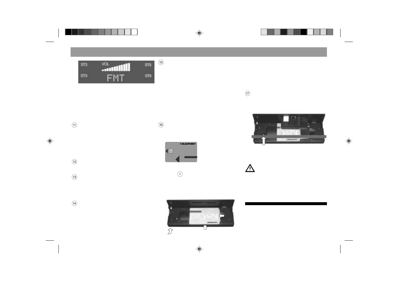 Keycard, Quick reference | Blaupunkt 2000 DJ User Manual | Page 11 / 44