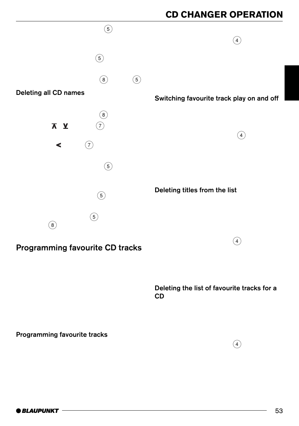 Cd changer operation, Programming favourite cd tracks | Blaupunkt Denver CD70 User Manual | Page 25 / 32