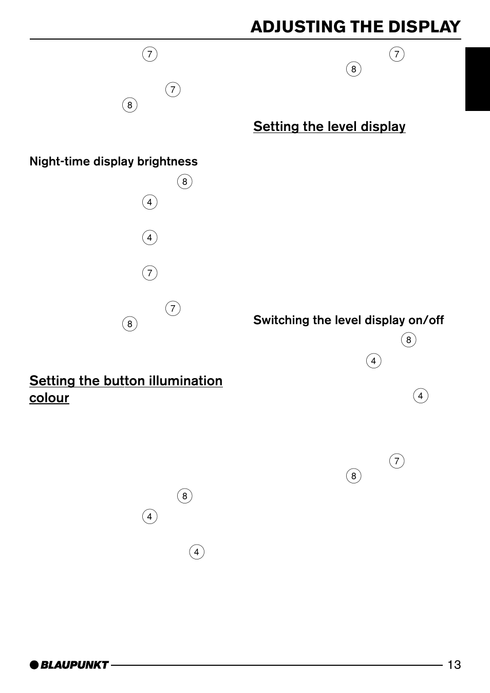 Adjusting the display | Blaupunkt MIAMI CD73 User Manual | Page 13 / 30