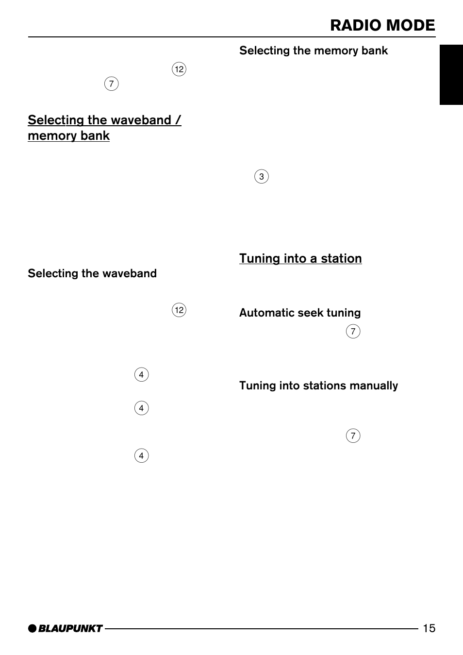 Radio mode | Blaupunkt MIAMI CD73 User Manual | Page 15 / 30