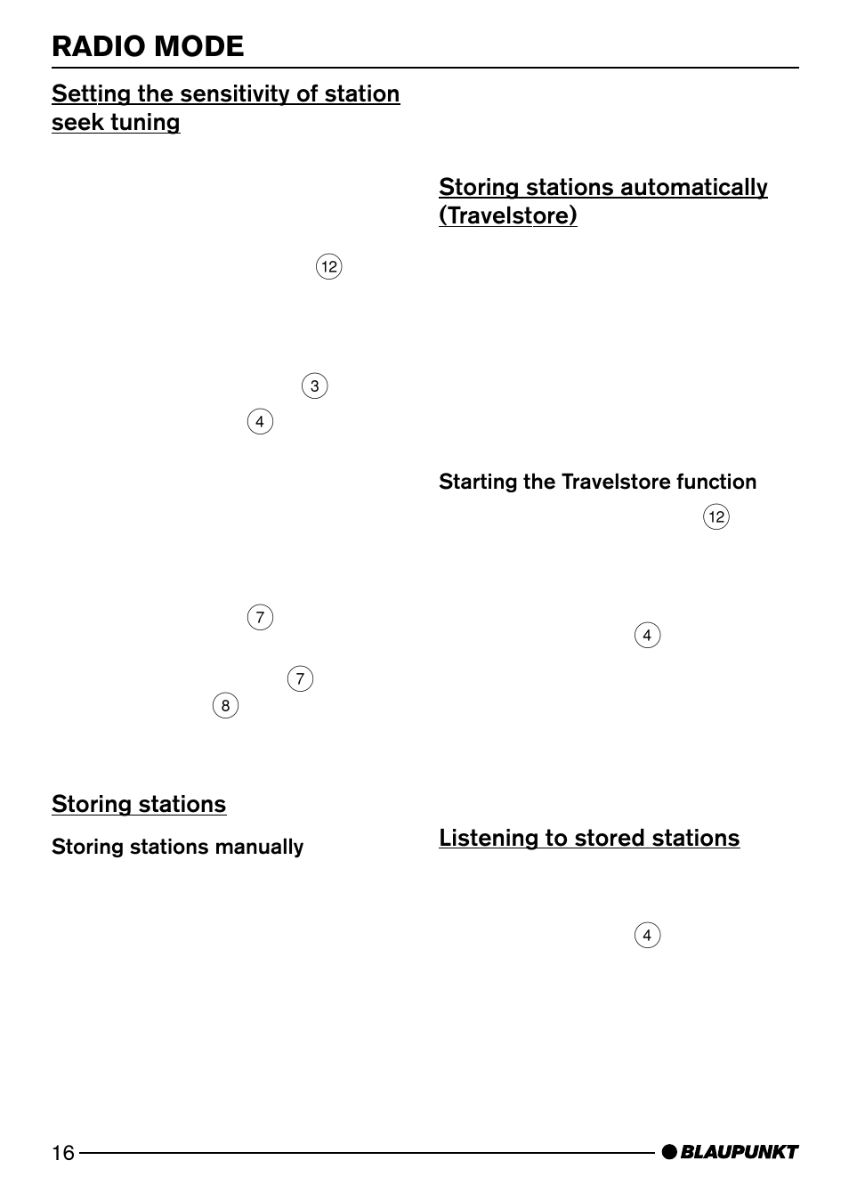 Radio mode | Blaupunkt MIAMI CD73 User Manual | Page 16 / 30