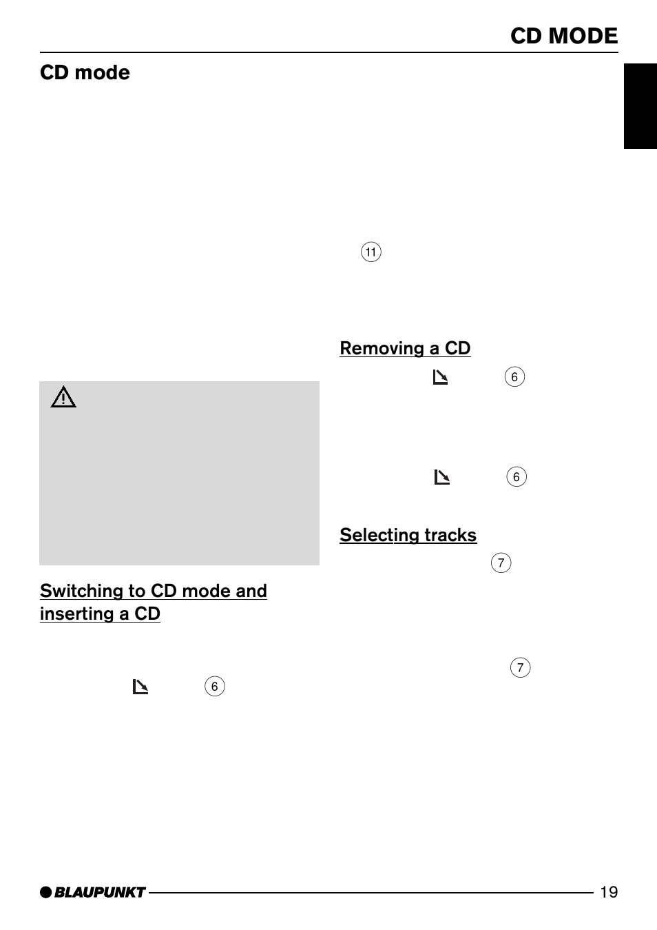 Cd mode | Blaupunkt MIAMI CD73 User Manual | Page 19 / 30