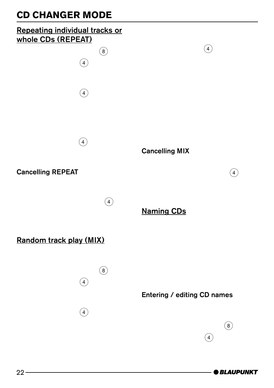 Cd changer mode | Blaupunkt MIAMI CD73 User Manual | Page 22 / 30