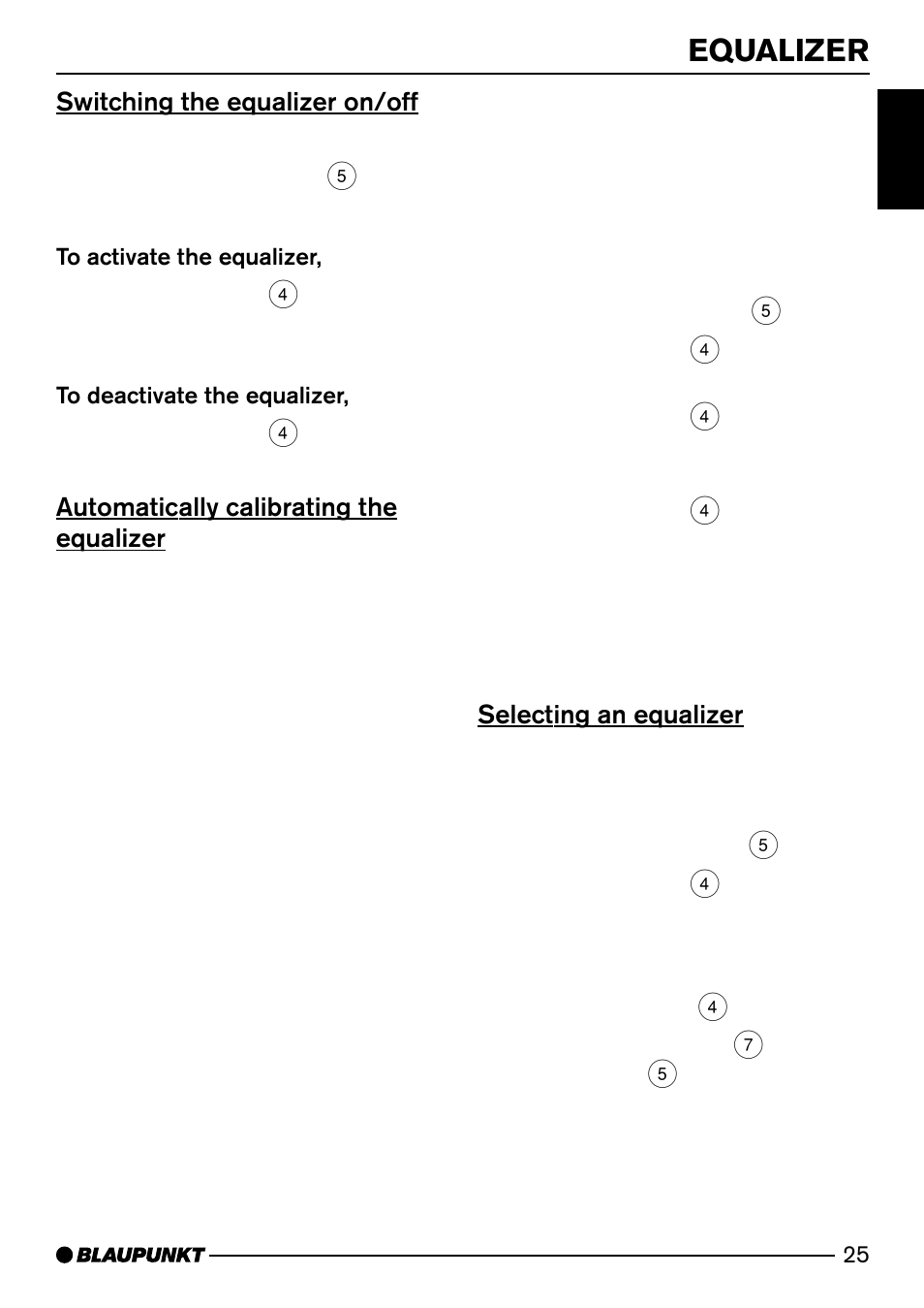 Equalizer | Blaupunkt MIAMI CD73 User Manual | Page 25 / 30