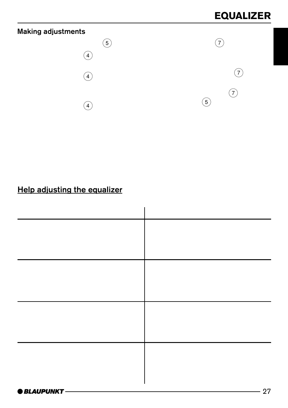 Equalizer | Blaupunkt MIAMI CD73 User Manual | Page 27 / 30