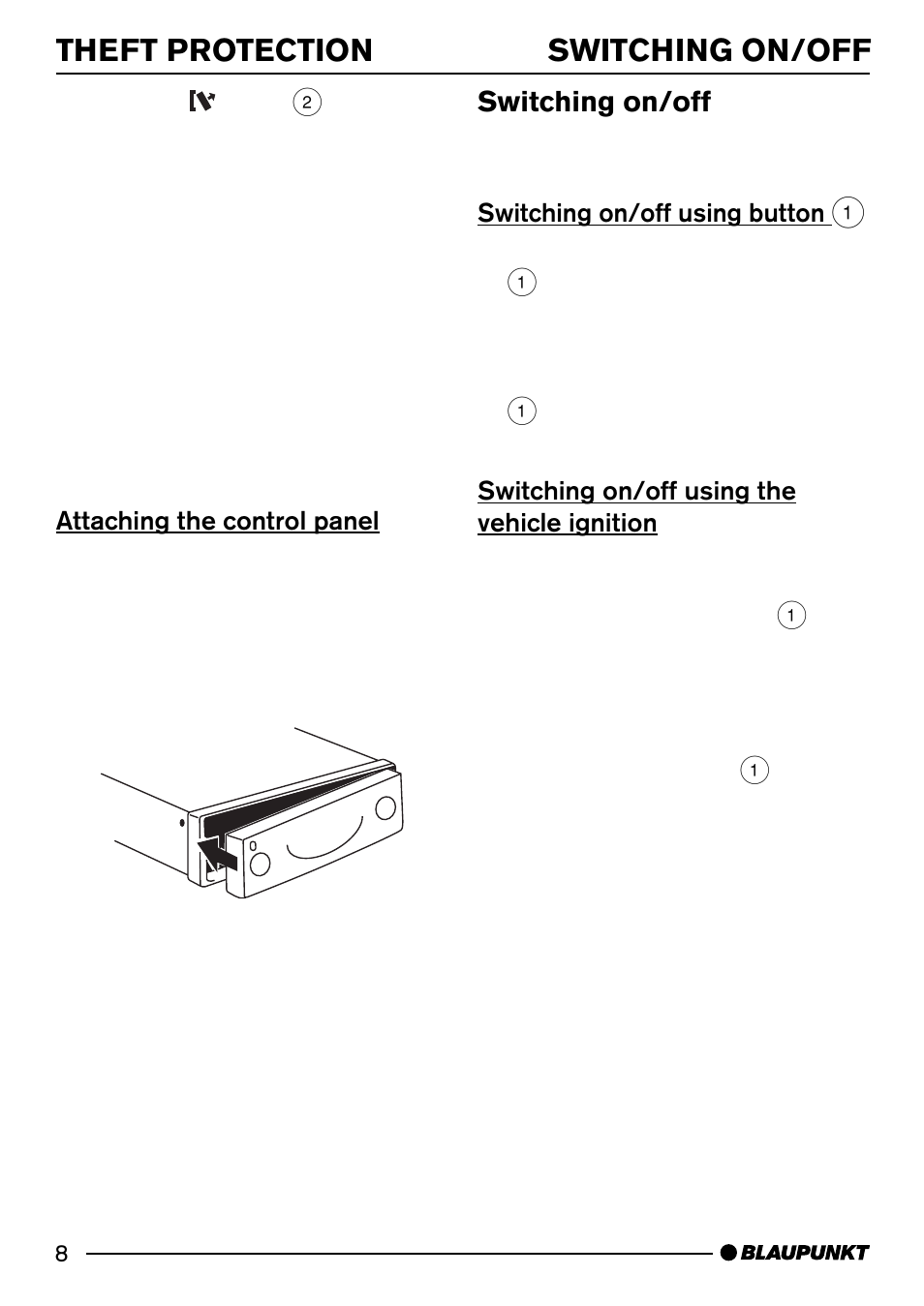 Theft protection, Switching on/off | Blaupunkt MIAMI CD73 User Manual | Page 8 / 30