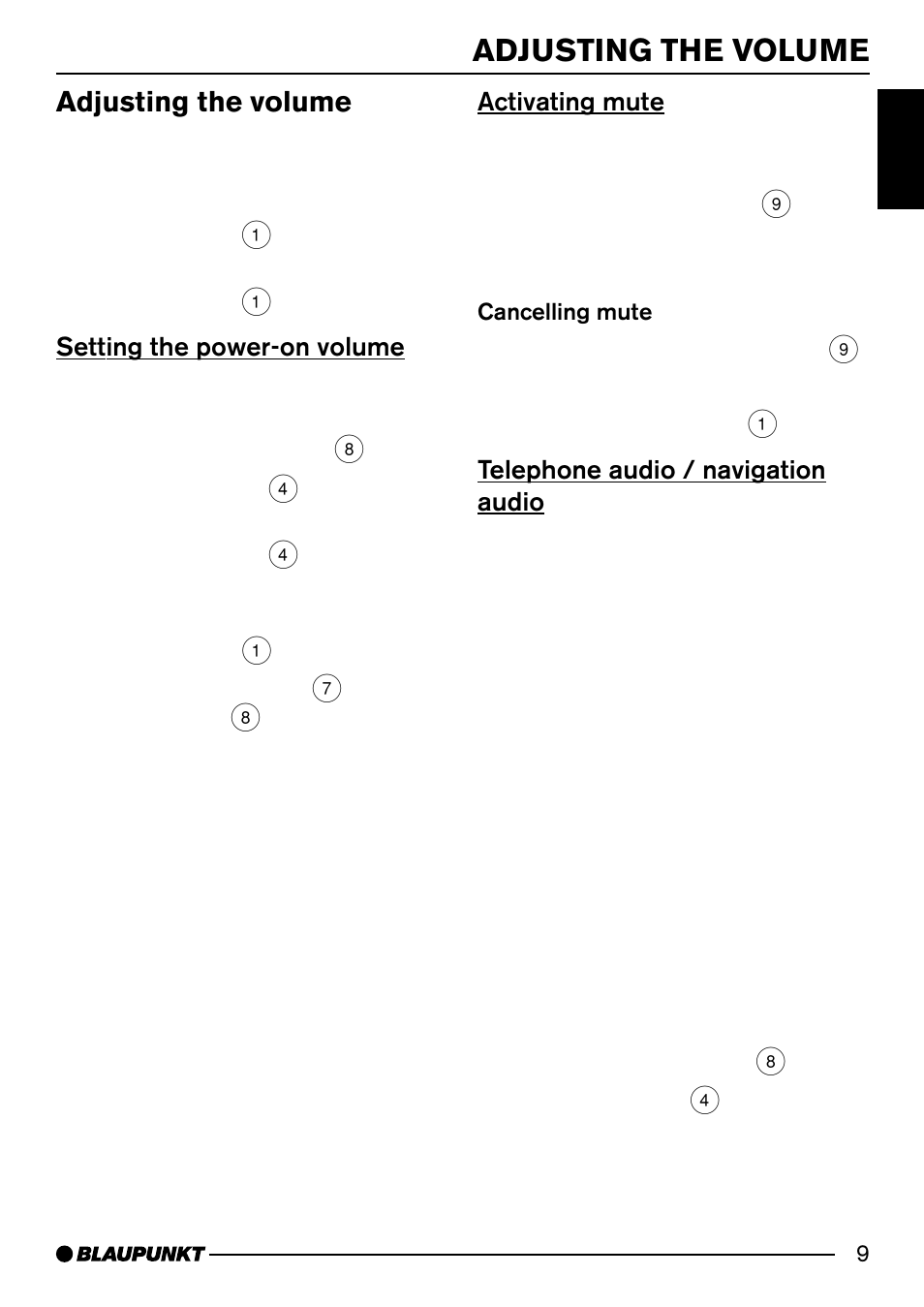 Adjusting the volume | Blaupunkt MIAMI CD73 User Manual | Page 9 / 30