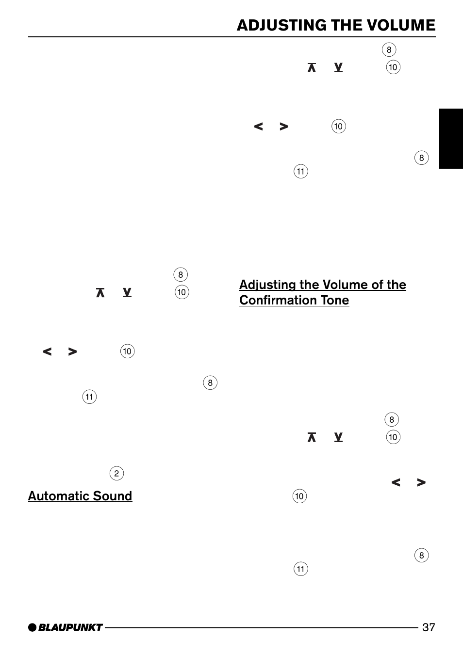 Adjusting the volume | Blaupunkt PALM BEACH C51 User Manual | Page 10 / 30