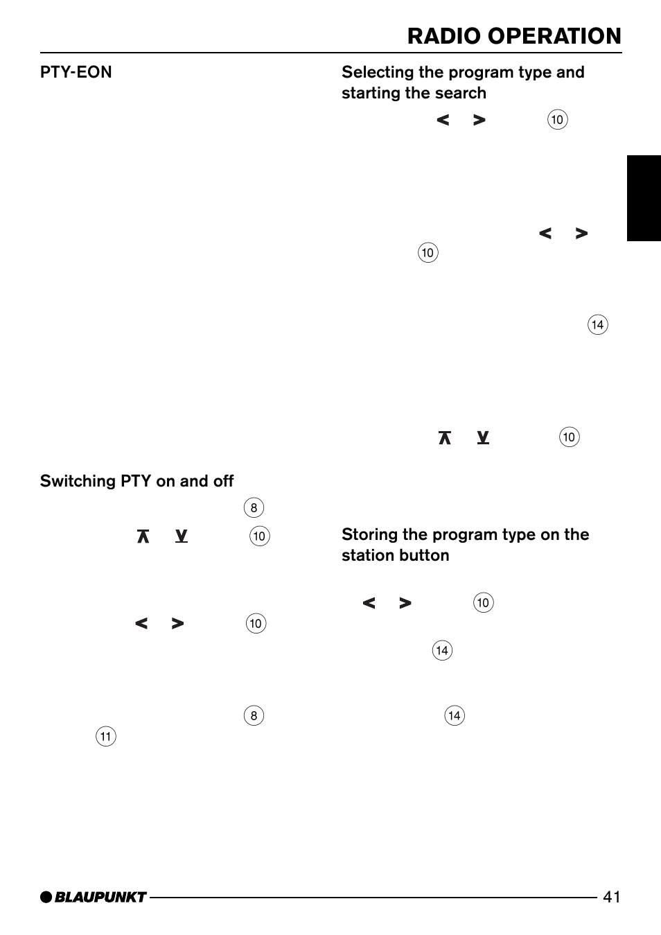 Radio operation | Blaupunkt PALM BEACH C51 User Manual | Page 14 / 30