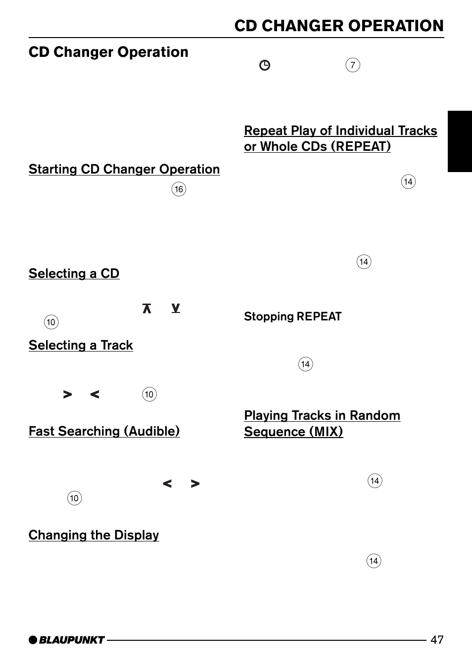 Cd changer operation | Blaupunkt PALM BEACH C51 User Manual | Page 20 / 30