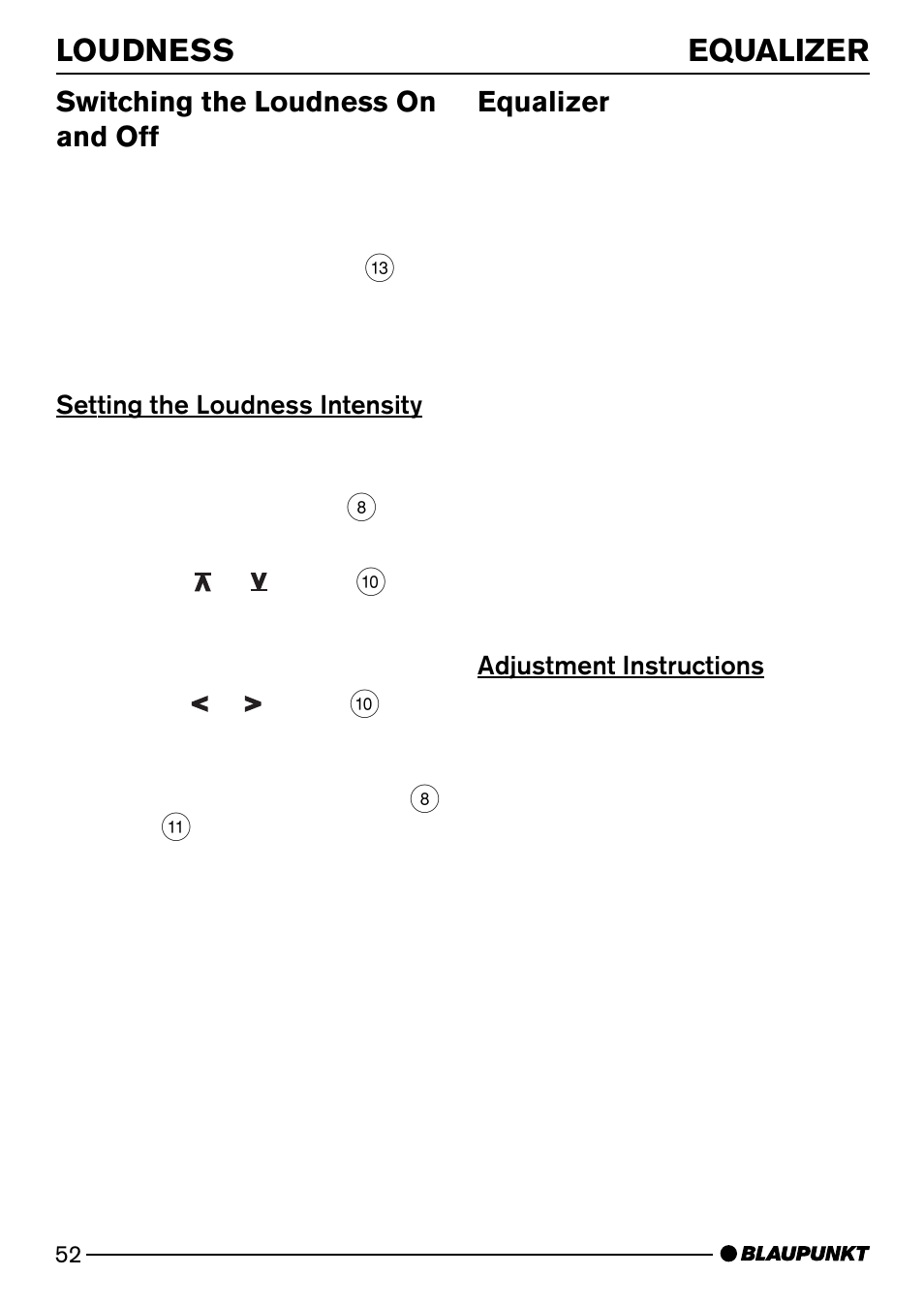 Loudness equalizer, Switching the loudness on and off, Equalizer | Blaupunkt PALM BEACH C51 User Manual | Page 25 / 30