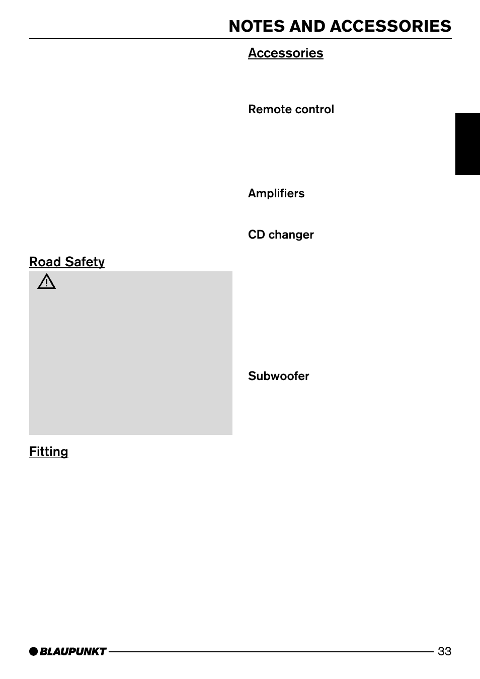 Road safety, Fitting, Accessories | Blaupunkt PALM BEACH C51 User Manual | Page 6 / 30