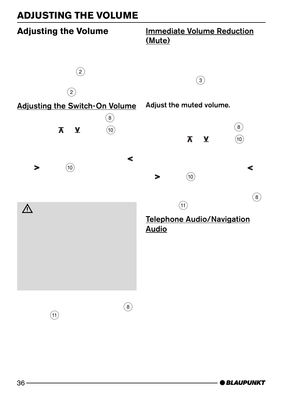 Adjusting the volume | Blaupunkt PALM BEACH C51 User Manual | Page 9 / 30