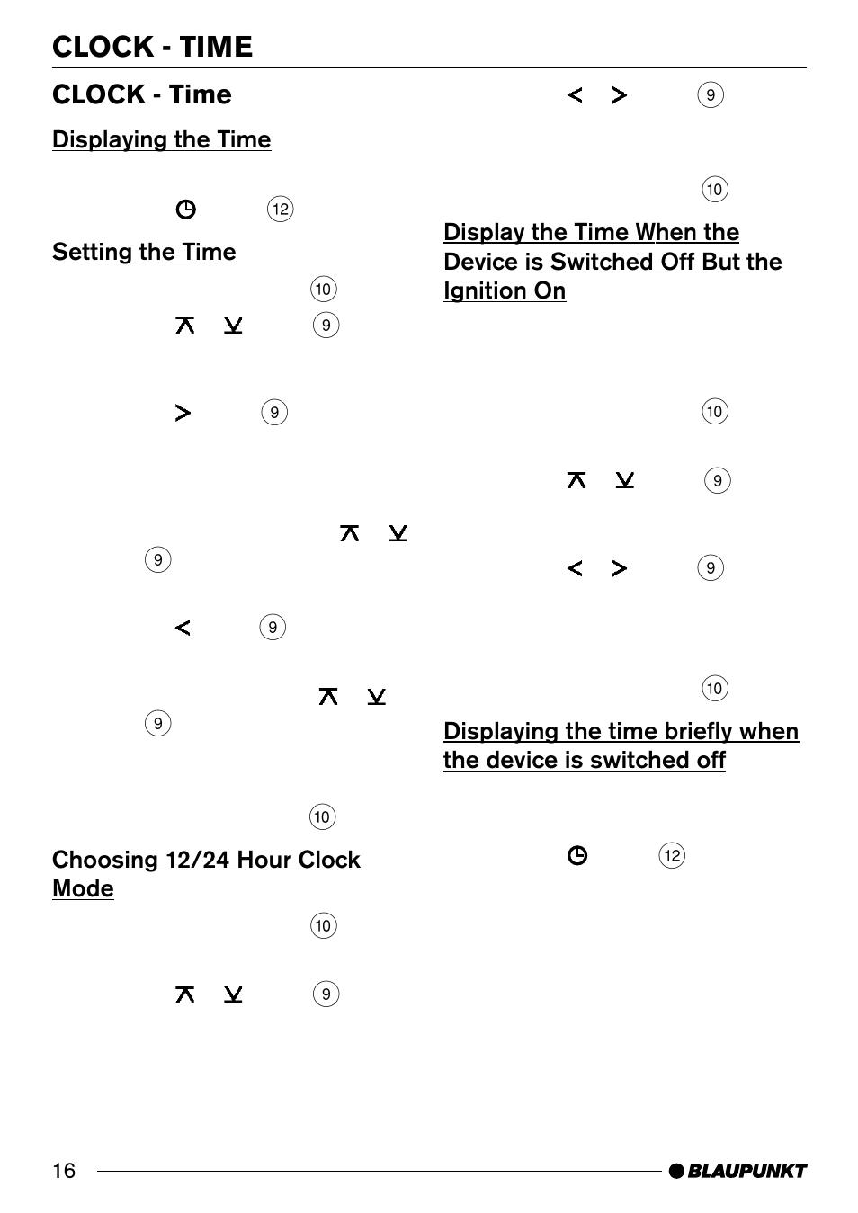 Clock - time | Blaupunkt CD31 User Manual | Page 15 / 19