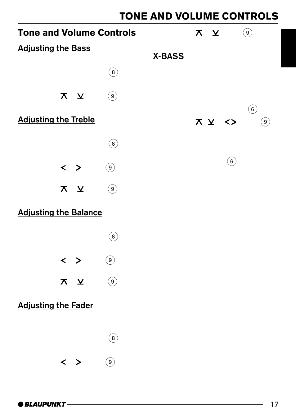 Tone and volume controls | Blaupunkt CD31 User Manual | Page 16 / 19