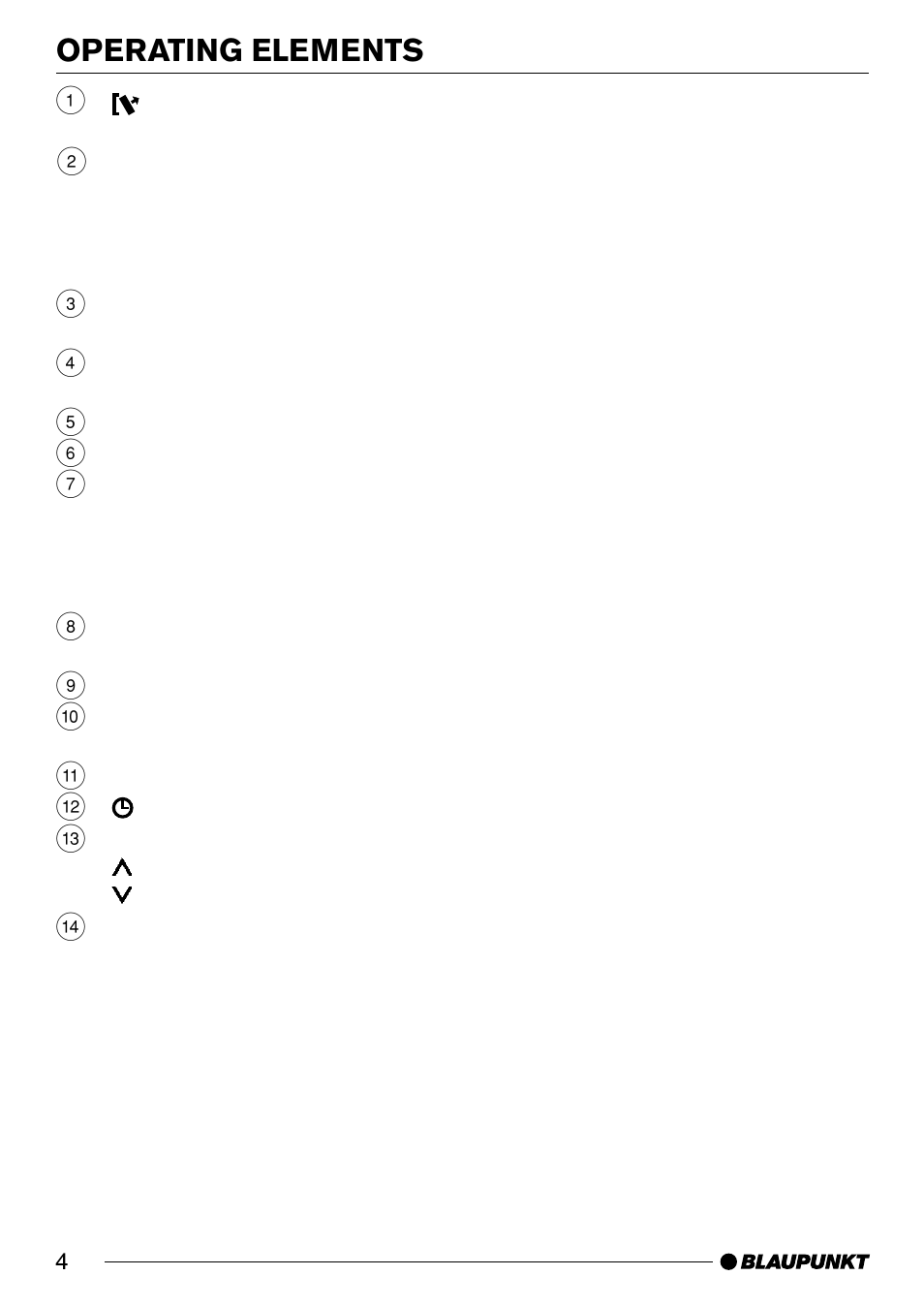 Operating elements | Blaupunkt CD31 User Manual | Page 3 / 19