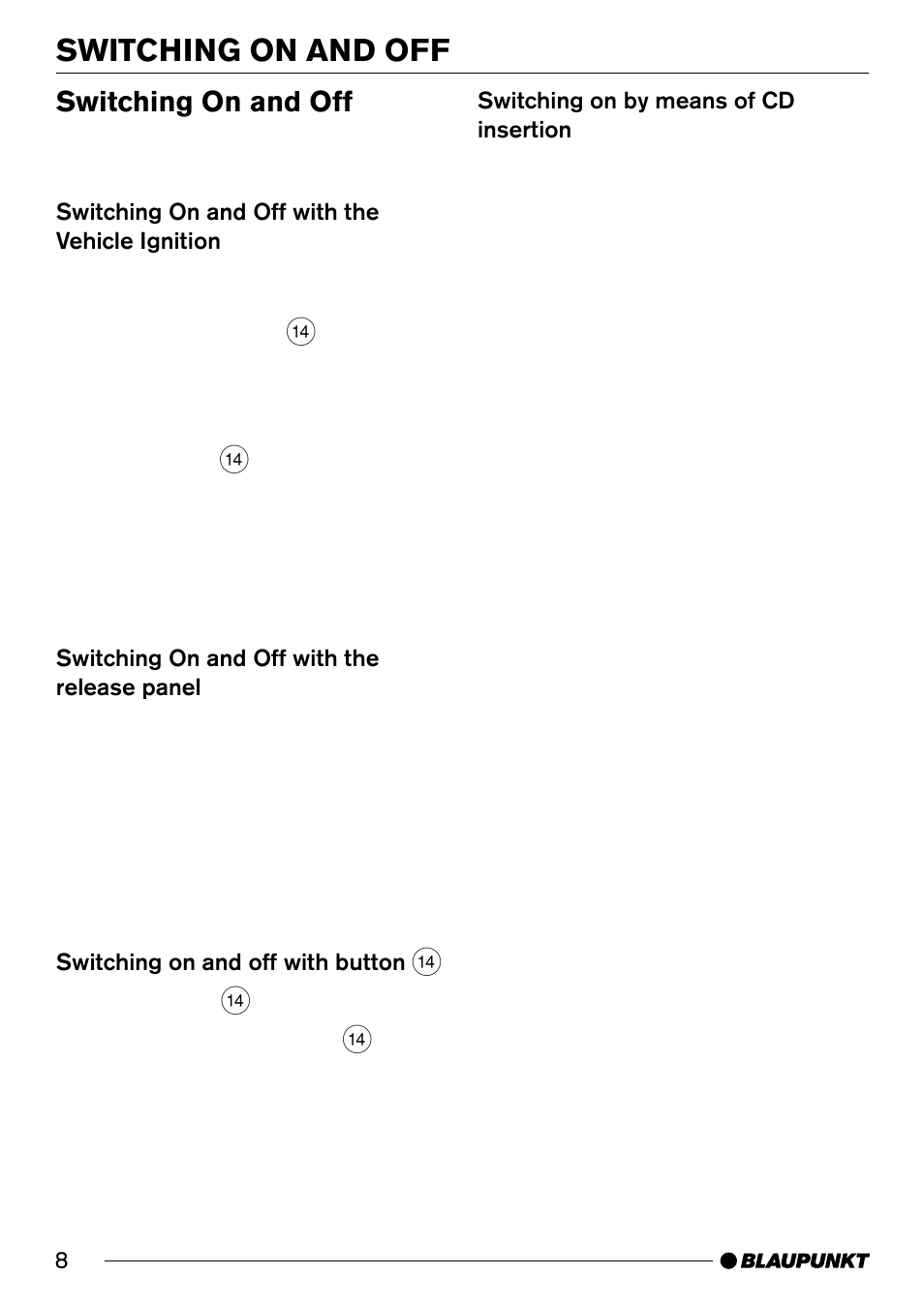 Switching on and off | Blaupunkt CD31 User Manual | Page 7 / 19