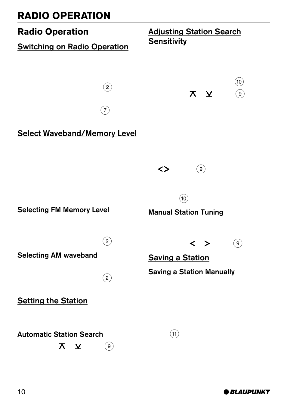 Radio operation | Blaupunkt CD31 User Manual | Page 9 / 19