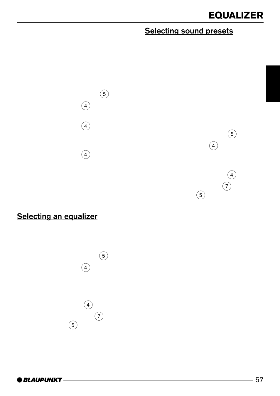 Equalizer, Selecting an equalizer, Selecting sound presets | Blaupunkt MIAMI 7 643 810 310 User Manual | Page 28 / 33