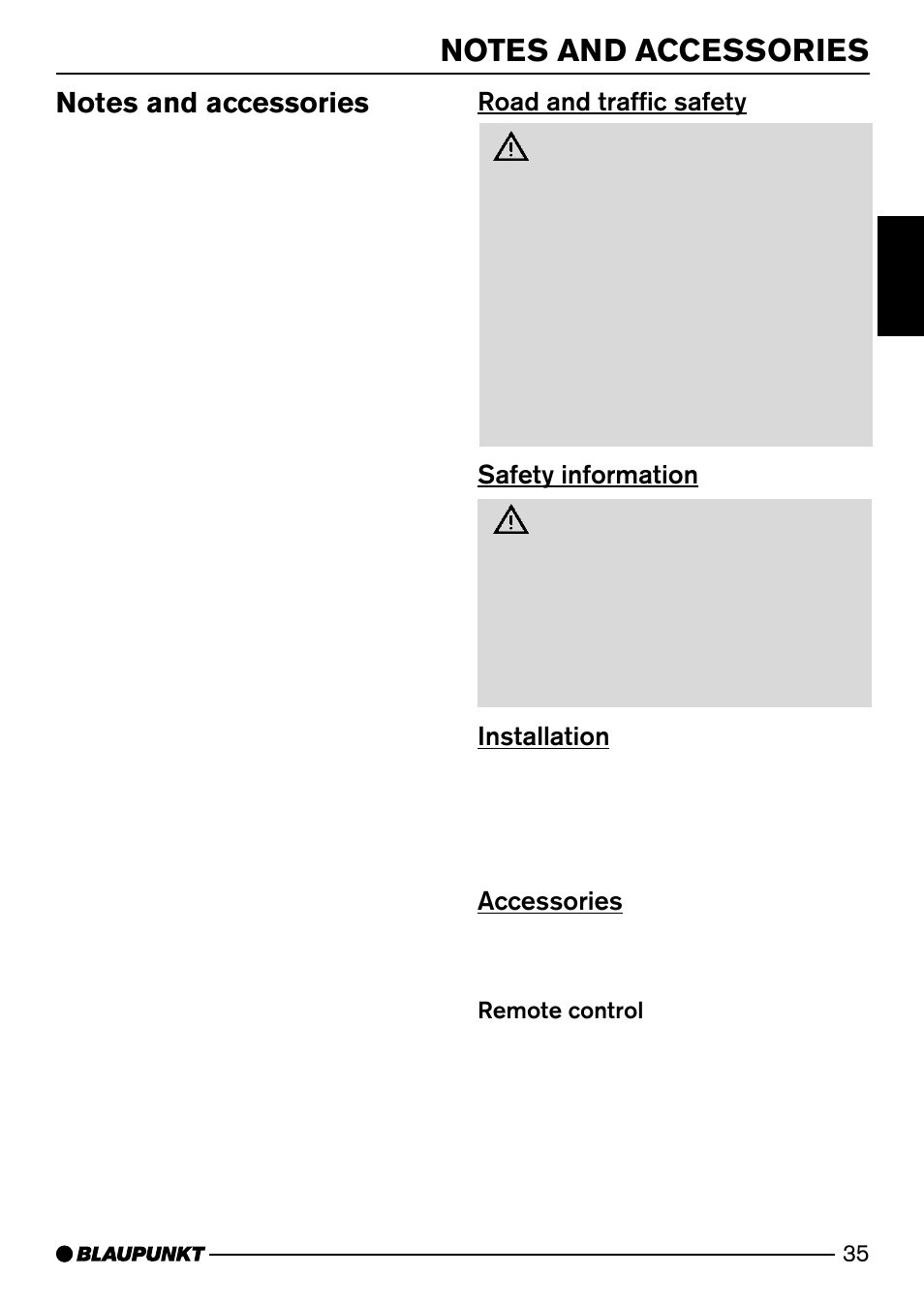 Road and traffic safety, Safety information, Installation | Accessories | Blaupunkt MIAMI 7 643 810 310 User Manual | Page 6 / 33