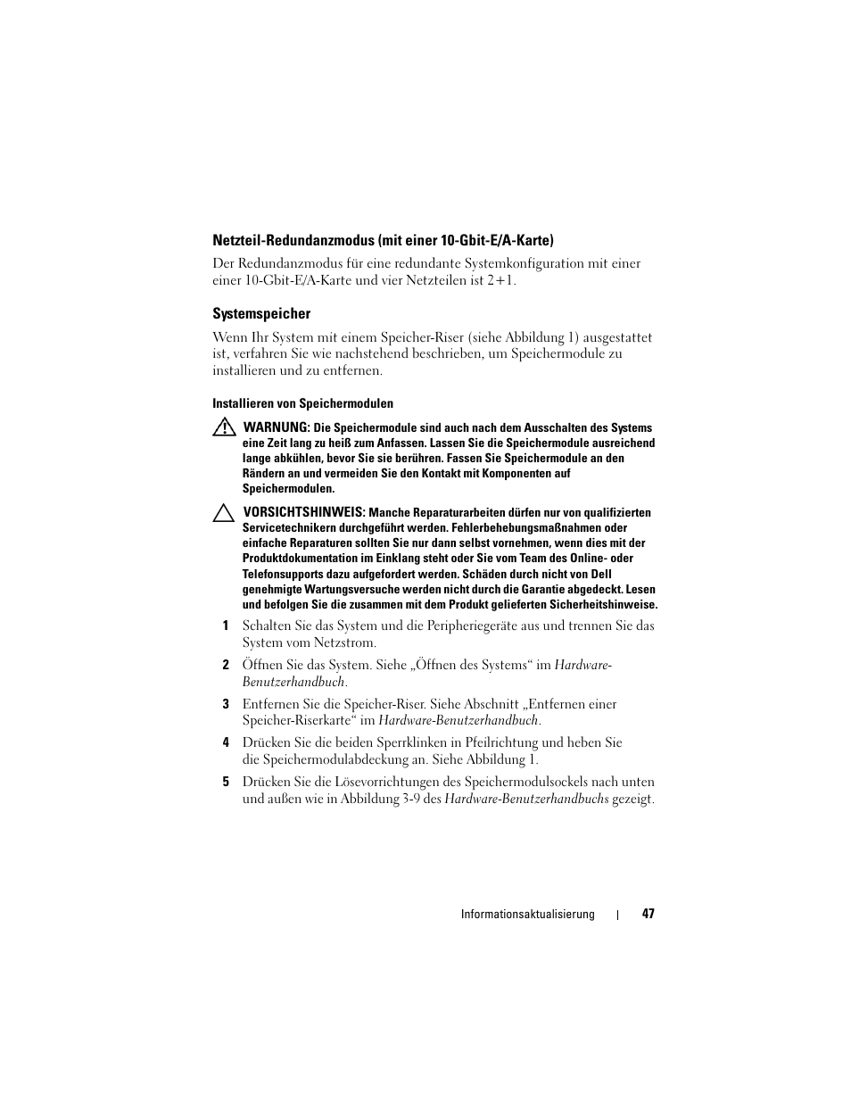 Systemspeicher | Dell PowerEdge R910 User Manual | Page 47 / 92