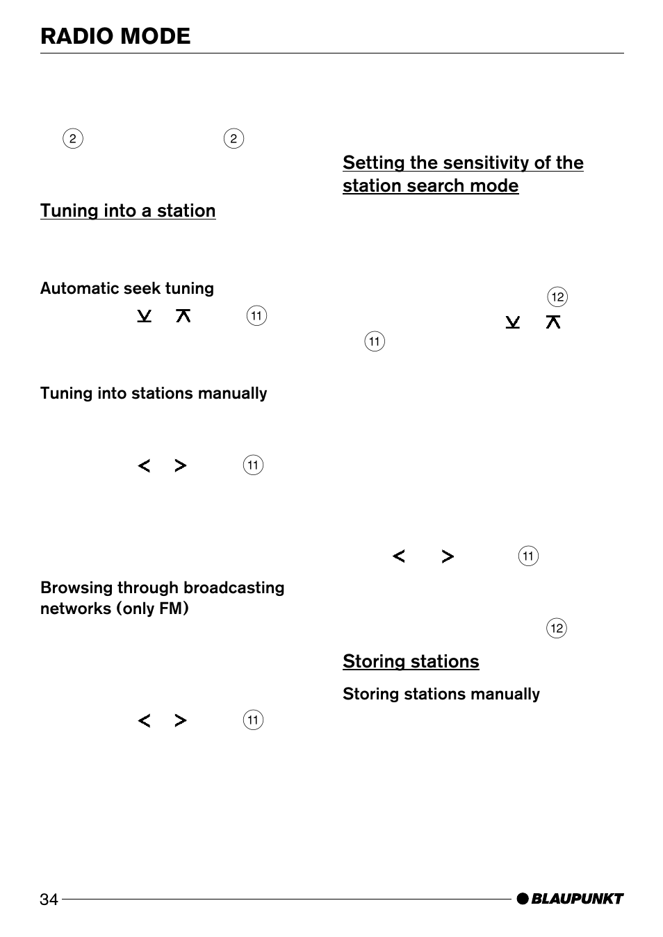 Radio mode | Blaupunkt San Diego DJ31 User Manual | Page 11 / 24