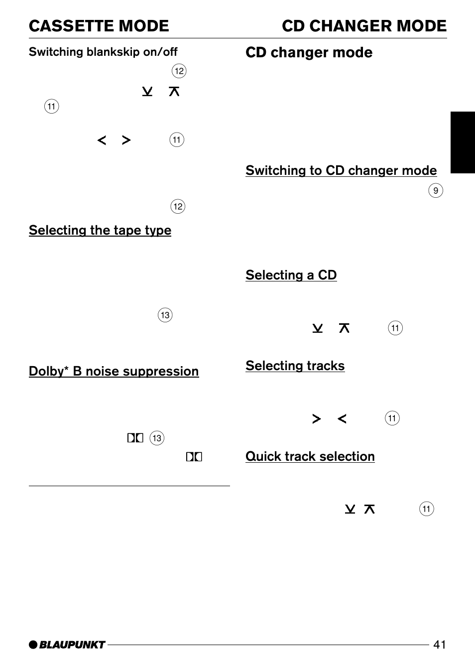 Cd changer mode cassette mode, Cd changer mode | Blaupunkt San Diego DJ31 User Manual | Page 18 / 24