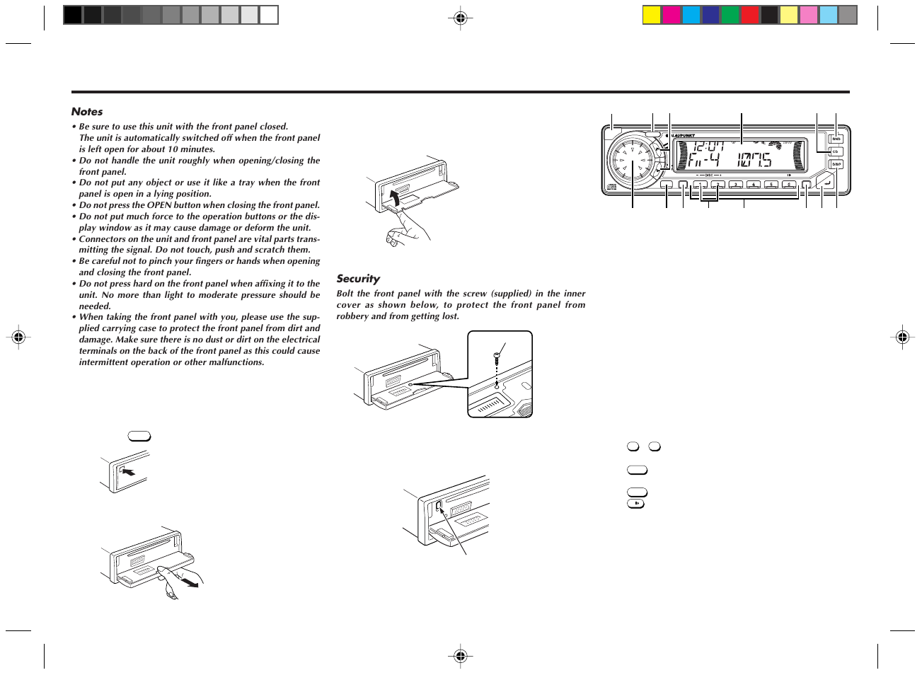 Identification of controls, Detaching the front panel, Ejecting the cd | Blaupunkt BOSTON CD189 User Manual | Page 3 / 12