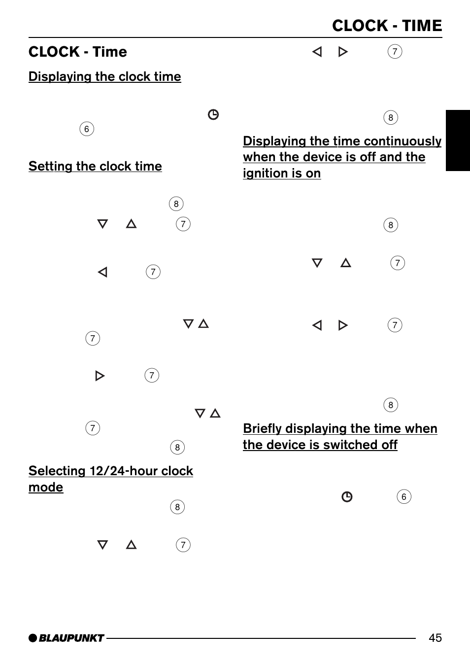 Clock - time | Blaupunkt PORTO CD34 7 644 176 310 User Manual | Page 22 / 27