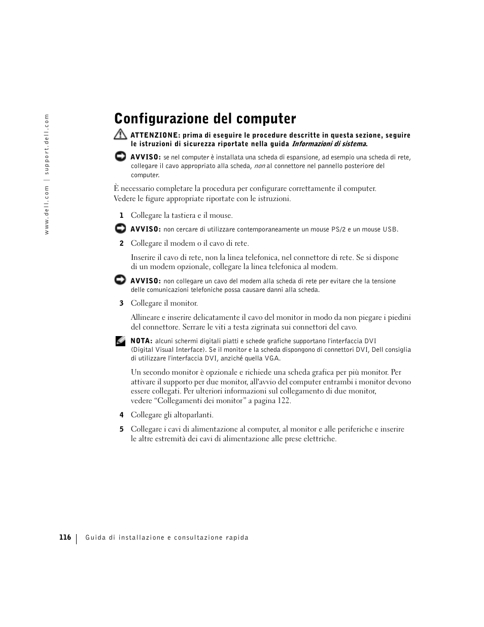 Configurazione del computer | Dell Precision 360 User Manual | Page 116 / 182