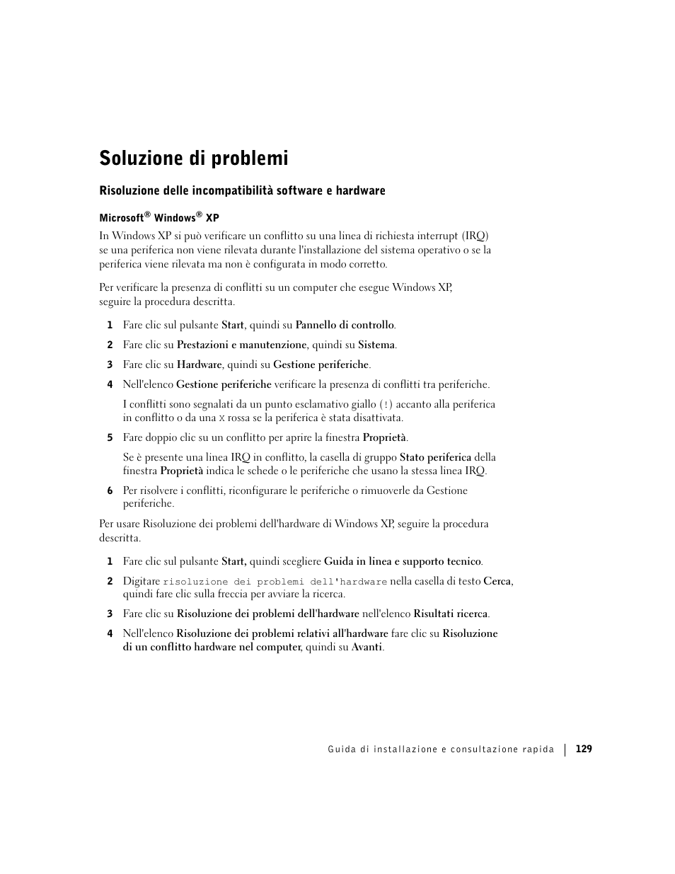 Soluzione di problemi | Dell Precision 360 User Manual | Page 129 / 182