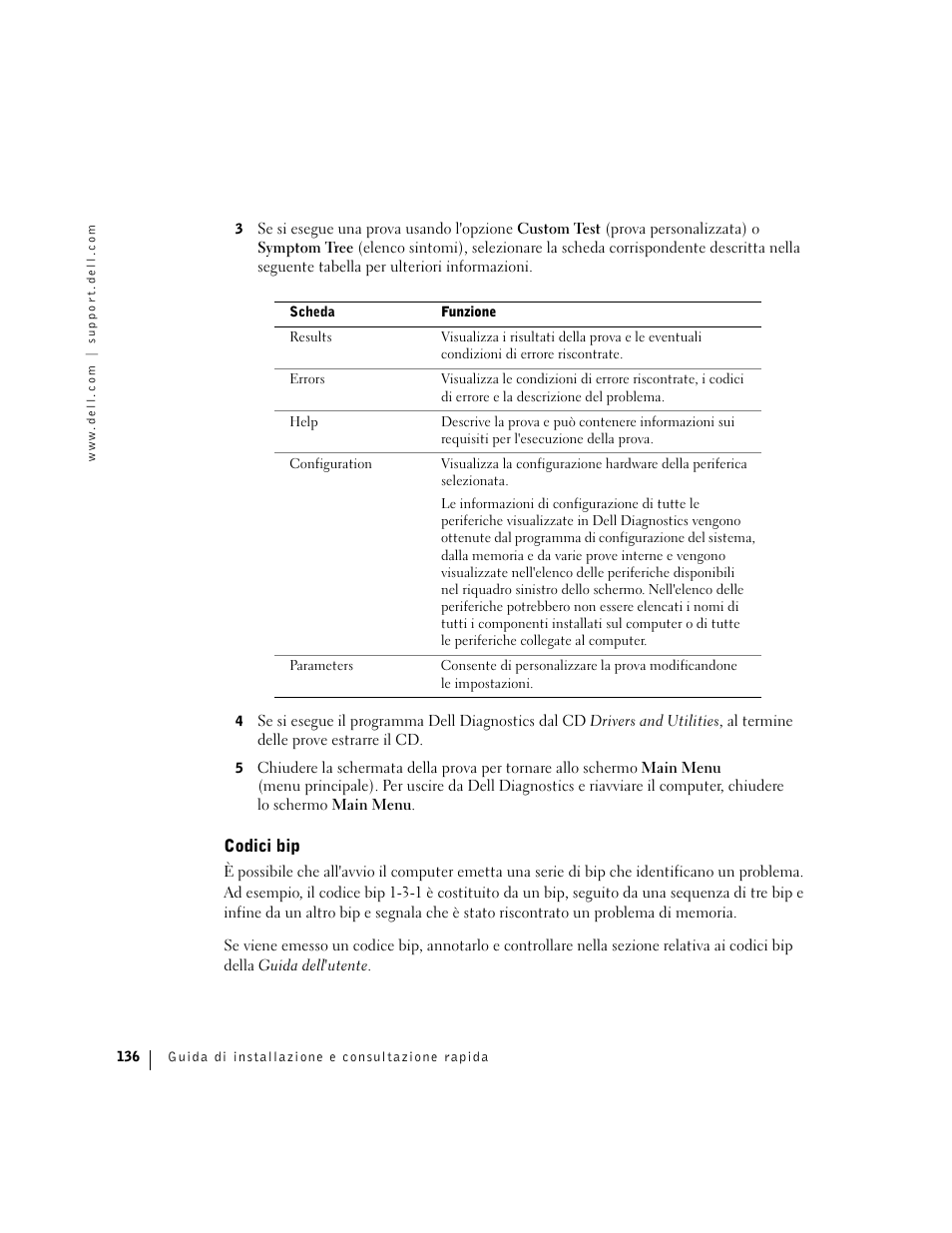 Codici bip | Dell Precision 360 User Manual | Page 136 / 182