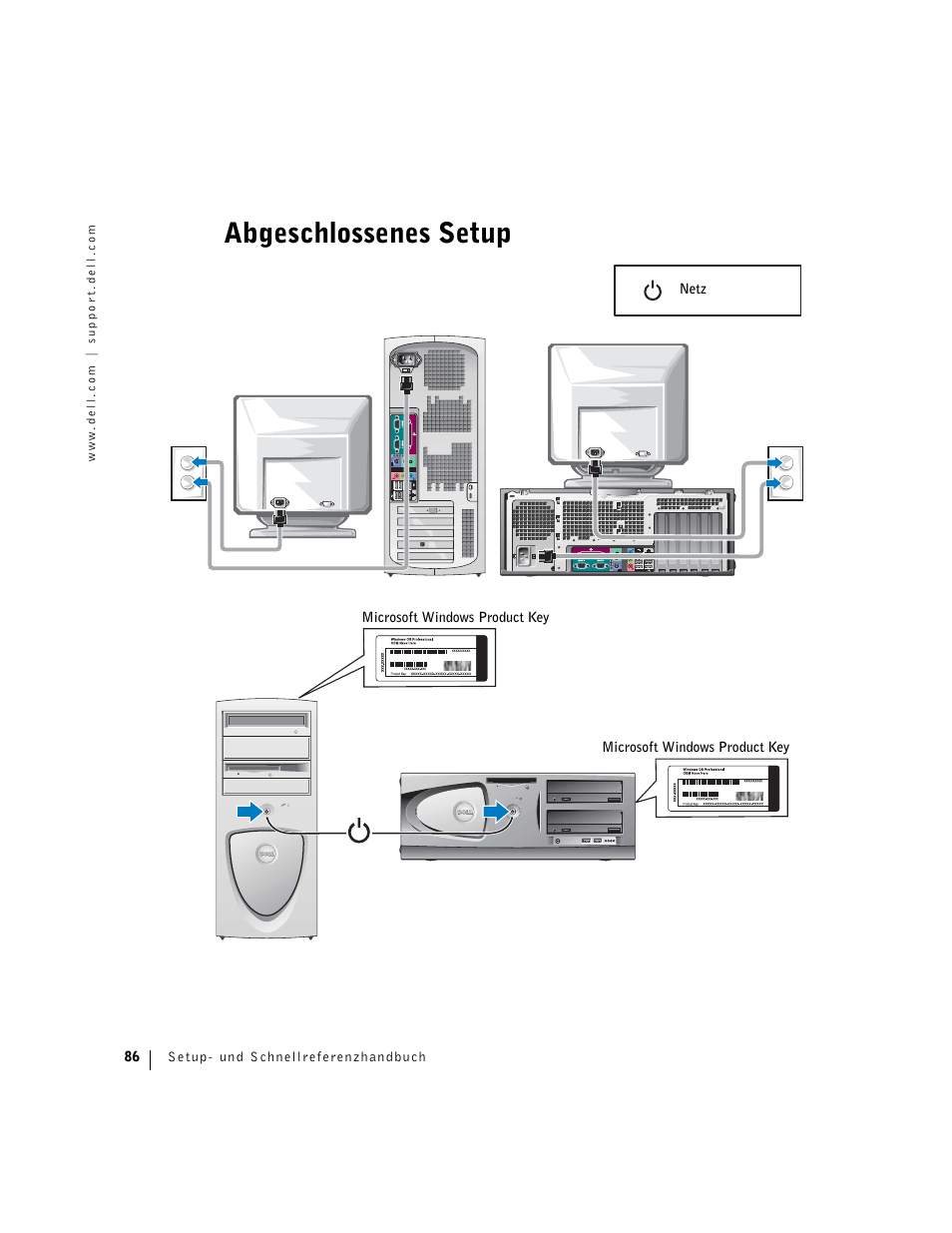 Abgeschlossenes setup | Dell Precision 360 User Manual | Page 86 / 182