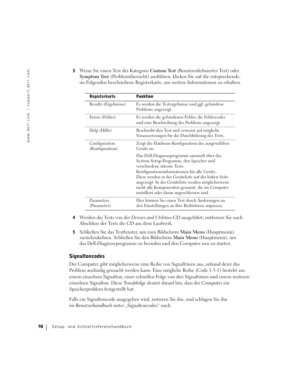 Signaltoncodes | Dell Precision 360 User Manual | Page 98 / 182