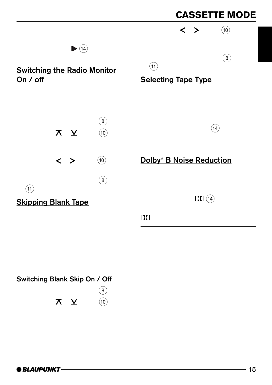 Cassette mode | Blaupunkt C51 User Manual | Page 15 / 23