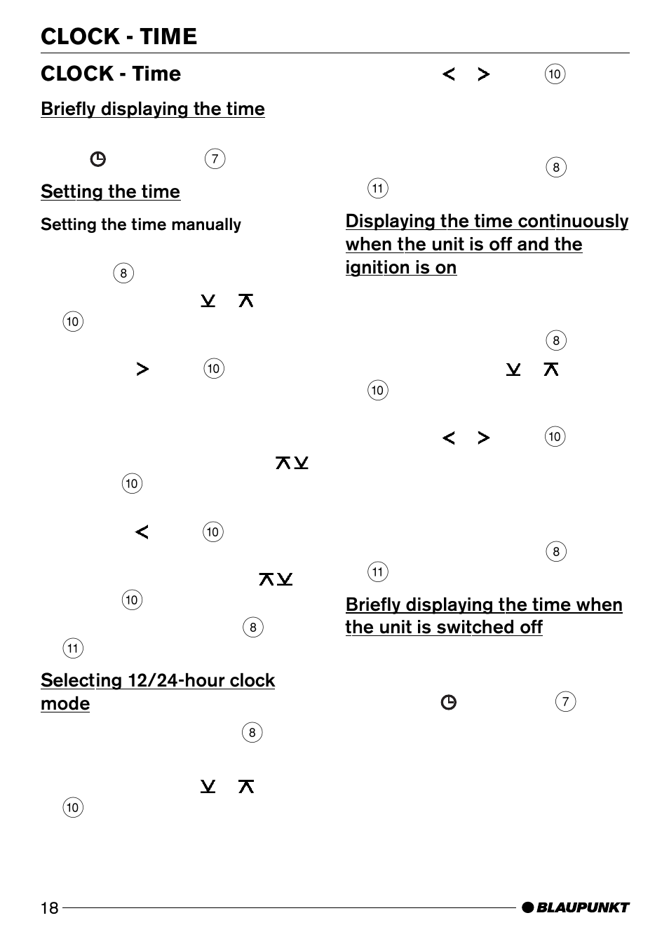 Clock - time | Blaupunkt C51 User Manual | Page 18 / 23