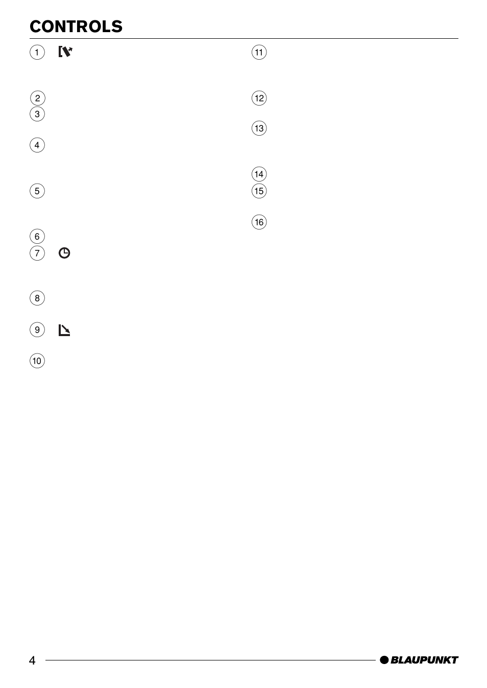 Controls | Blaupunkt C51 User Manual | Page 4 / 23