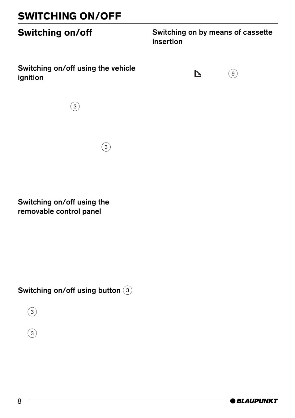 Switching on/off | Blaupunkt C51 User Manual | Page 8 / 23