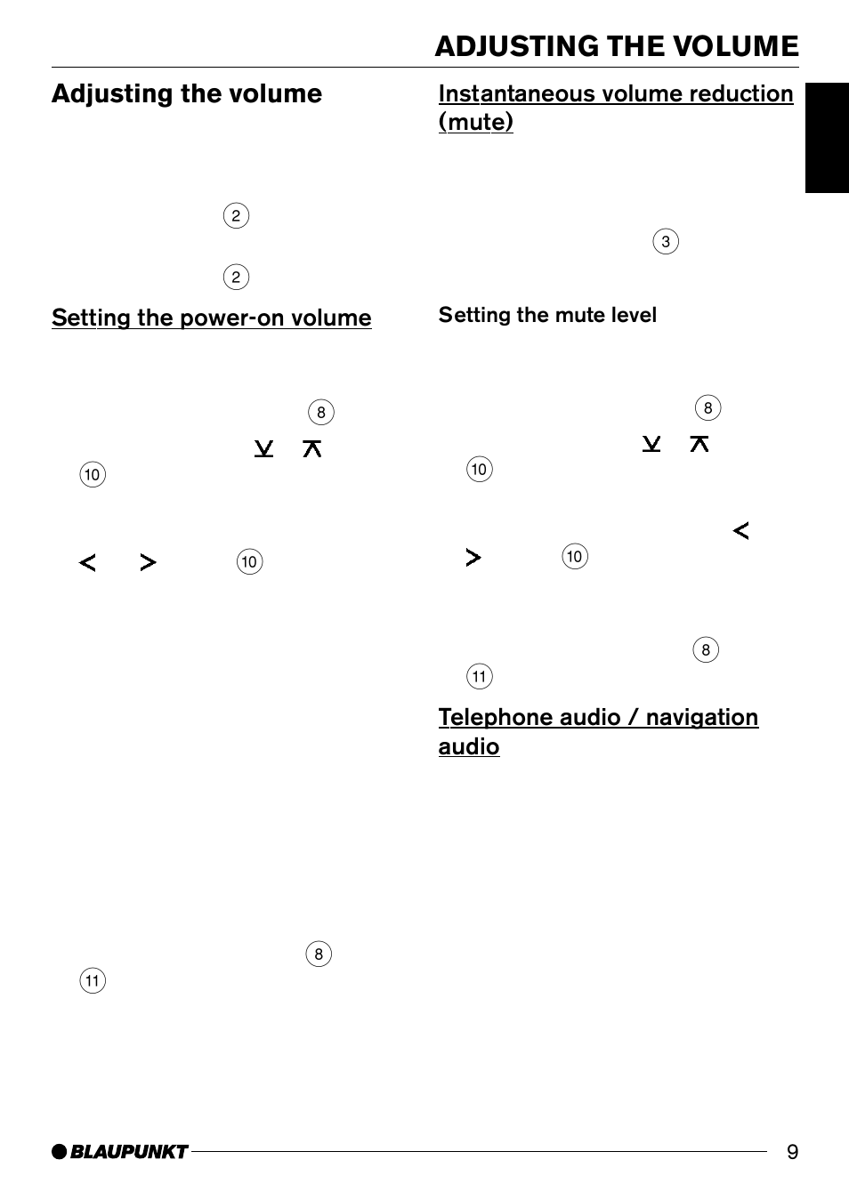 Adjusting the volume | Blaupunkt C51 User Manual | Page 9 / 23