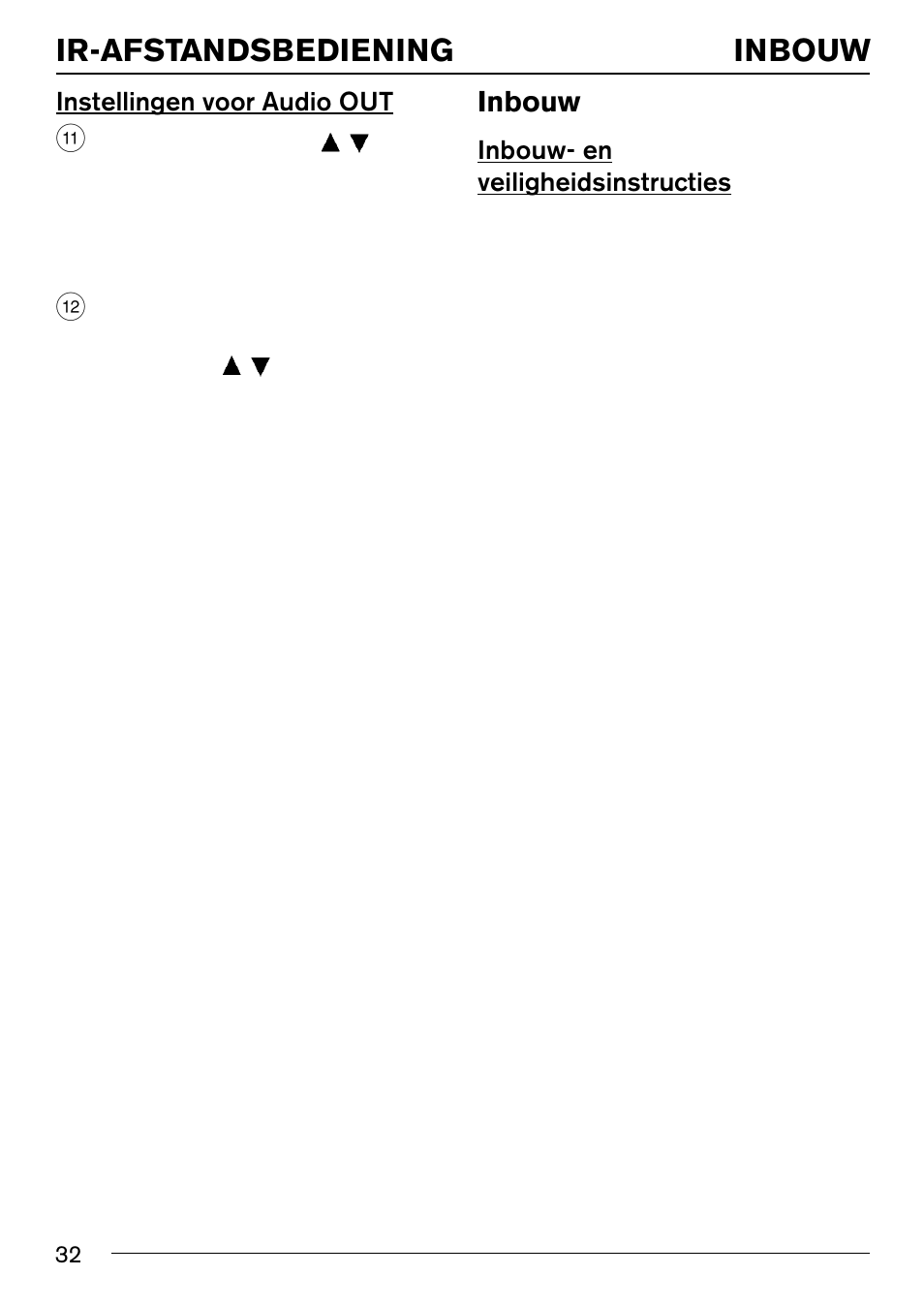 Inbouw, Ir-afstandsbediening | Blaupunkt IVSC-3302 User Manual | Page 32 / 62