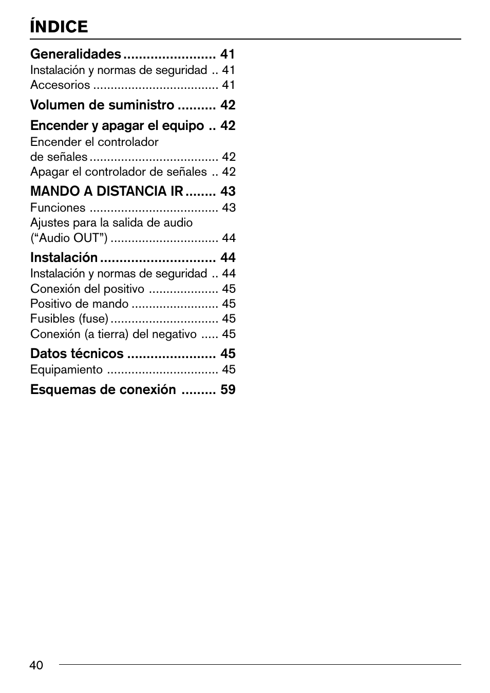 Índice | Blaupunkt IVSC-3302 User Manual | Page 40 / 62
