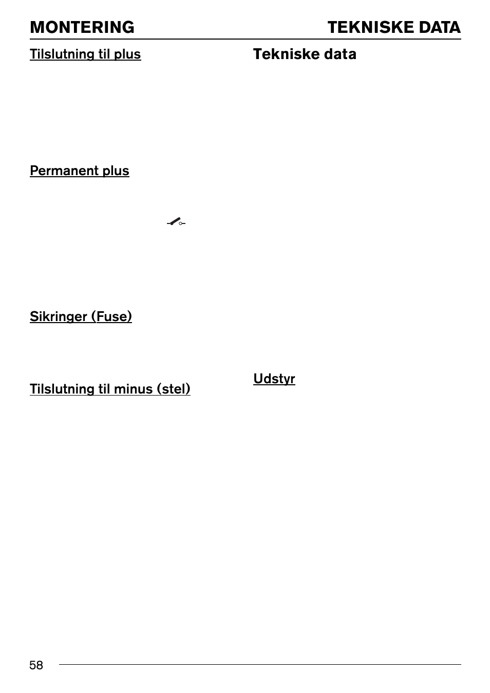 Tekniske data, Montering | Blaupunkt IVSC-3302 User Manual | Page 58 / 62