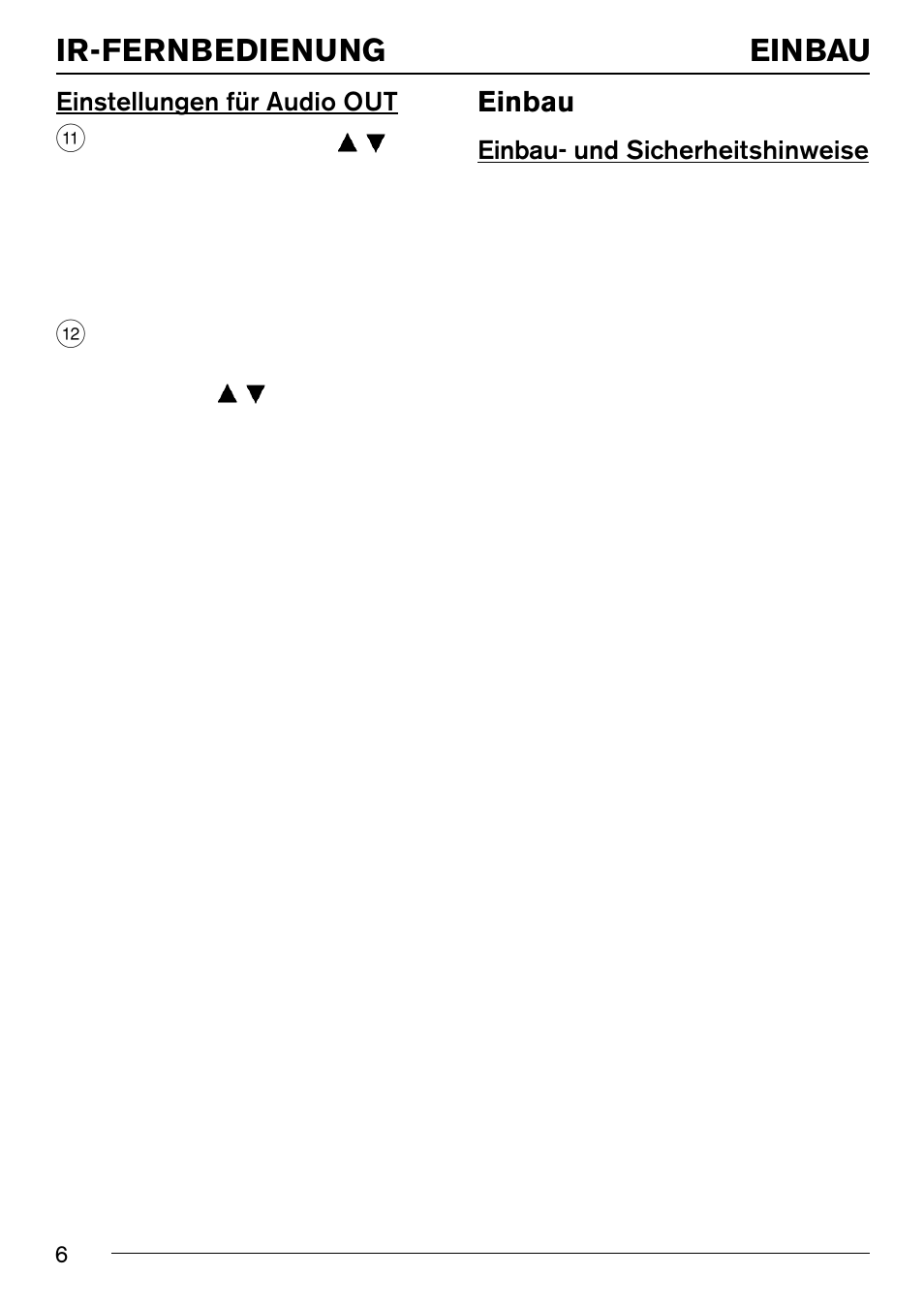 Einbau, Ir-fernbedienung | Blaupunkt IVSC-3302 User Manual | Page 6 / 62