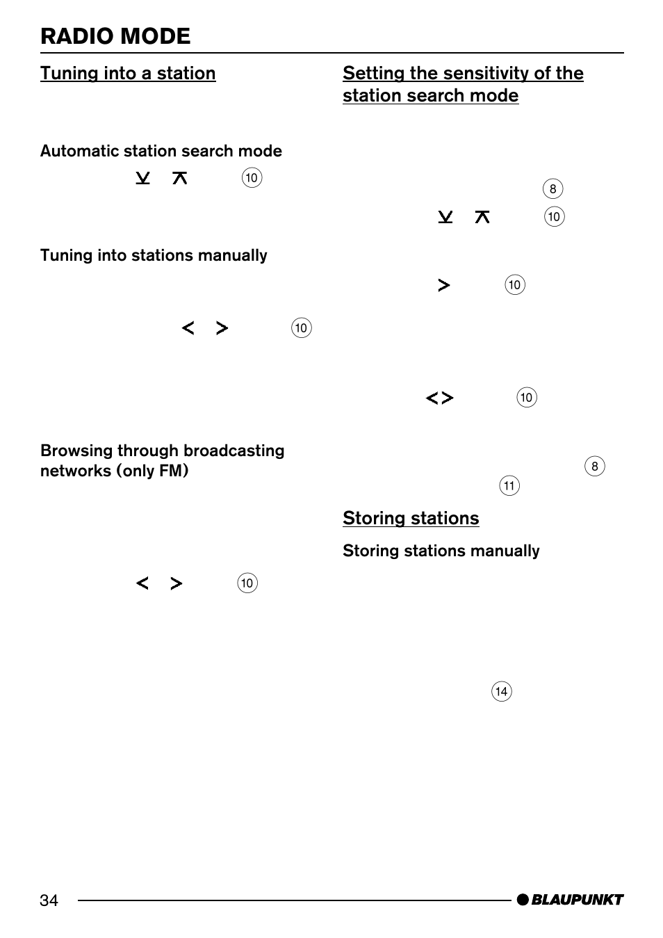 Radio mode | Blaupunkt DJ52 User Manual | Page 12 / 26