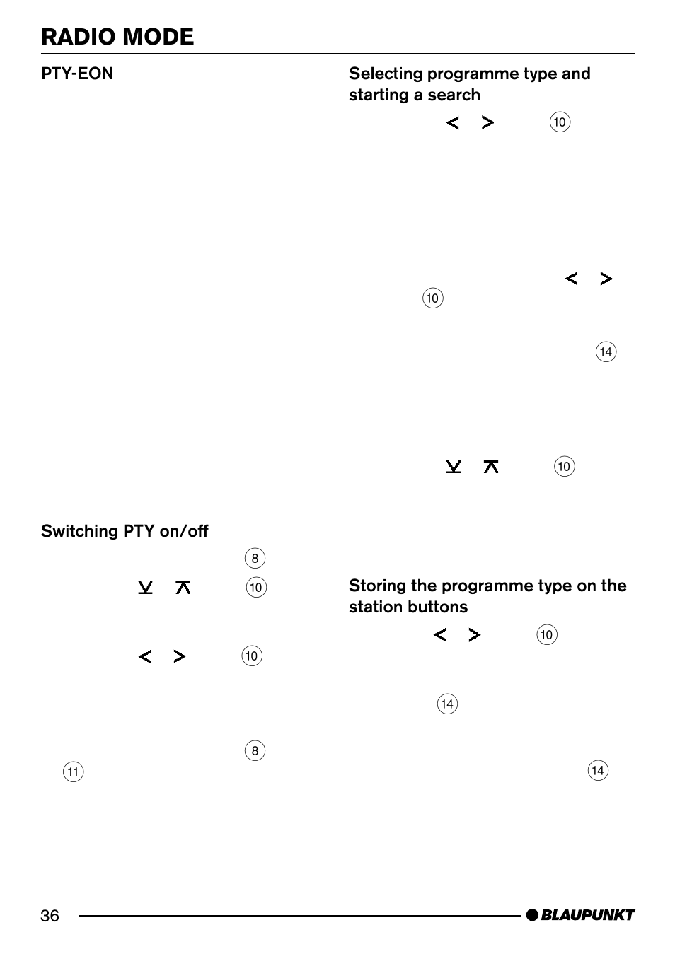 Radio mode | Blaupunkt DJ52 User Manual | Page 14 / 26