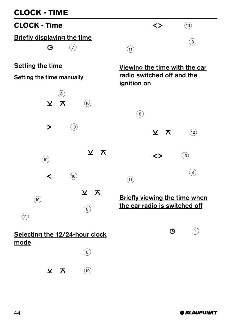 Clock - time | Blaupunkt DJ52 User Manual | Page 22 / 26