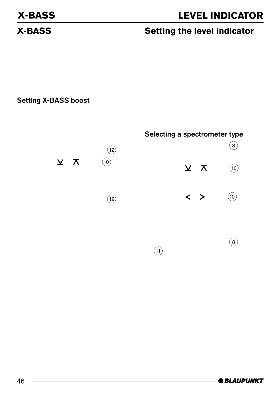 X-bass level indicator, X-bass, Setting the level indicator | Blaupunkt DJ52 User Manual | Page 24 / 26