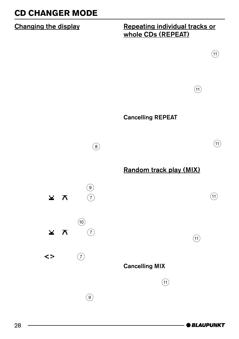 Cd changer mode | Blaupunkt MP54 User Manual | Page 28 / 43