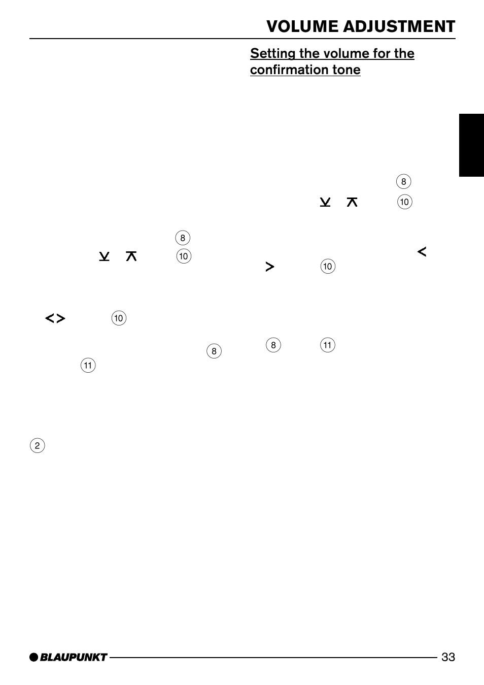 Volume adjustment, Setting the volume for the confirmation tone | Blaupunkt BOLOGNA DJ51 User Manual | Page 10 / 27