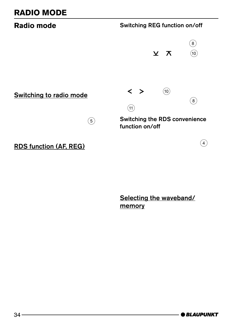 Radio mode | Blaupunkt BOLOGNA DJ51 User Manual | Page 11 / 27